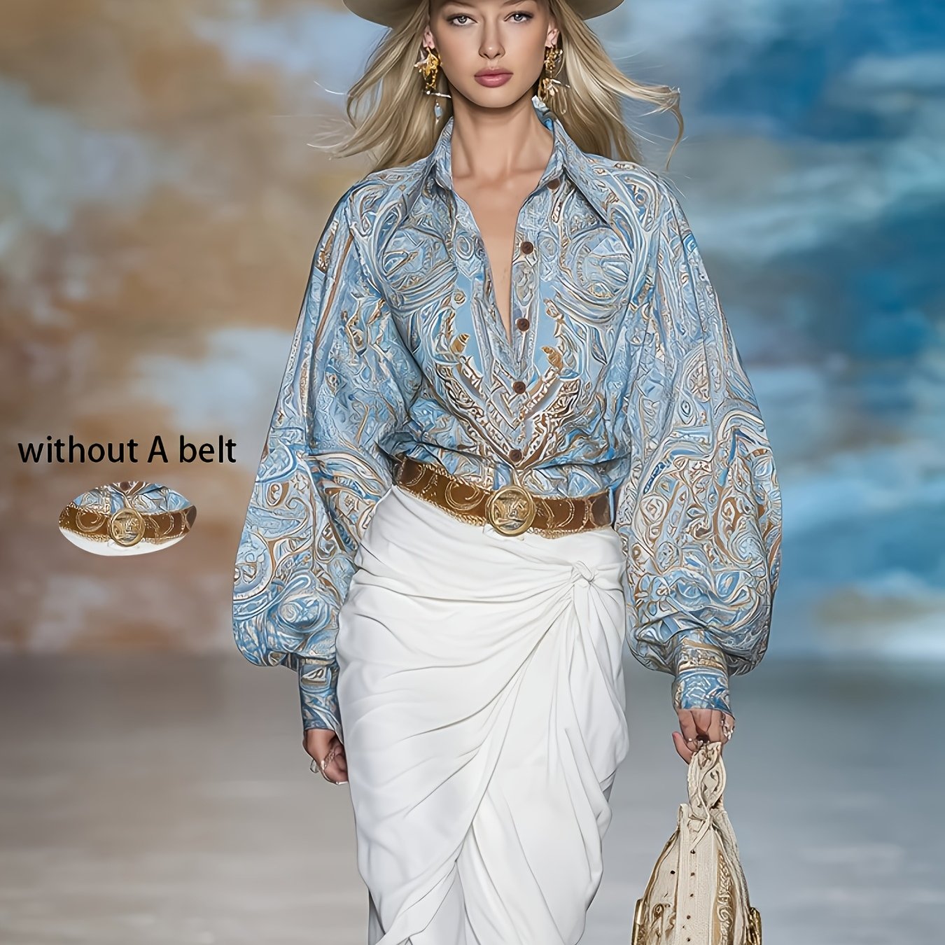 TEMU 1 szt. Koszula w Bohemskie Wzory Paisley, Vintage Luźna Bluzka Bąbelkowa, Elegancka i Piękna Bluzka Damska NS702