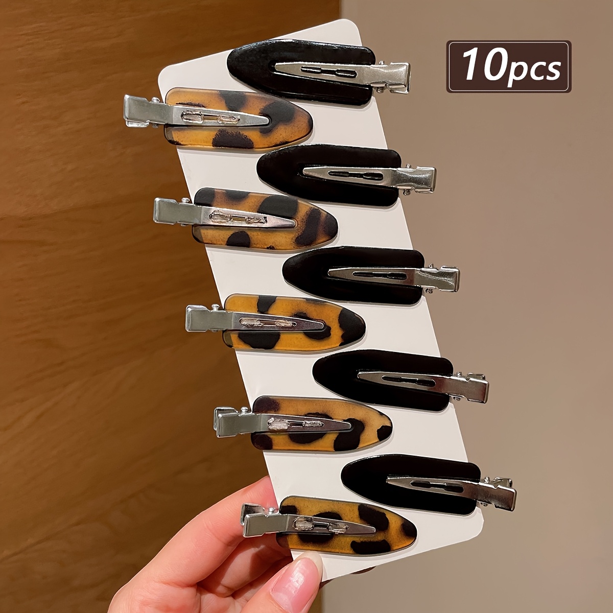 TEMU 10 sztuk stylowych, damskich, ukrytych spinek do włosów w panterkę, do grzywki i luźnych włosów, eleganckie akcesoria do włosów do tworzenia