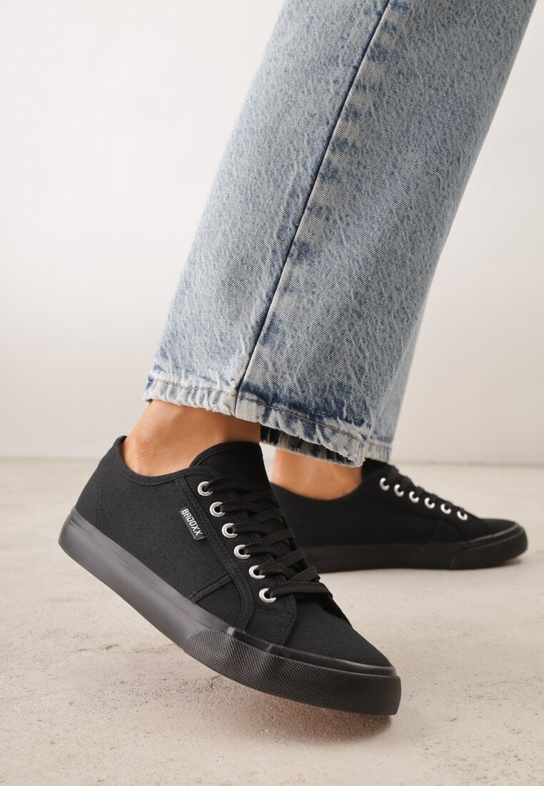 Czarne Casualowe Trampki w Stylu Basic Tulipmeadow