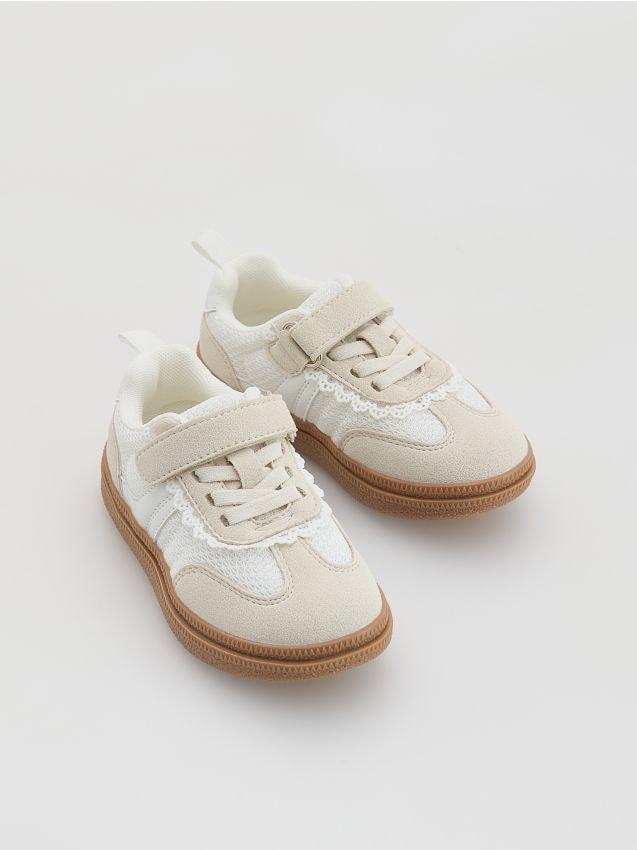 Reserved - Trampki z łączonych materiałów - biały