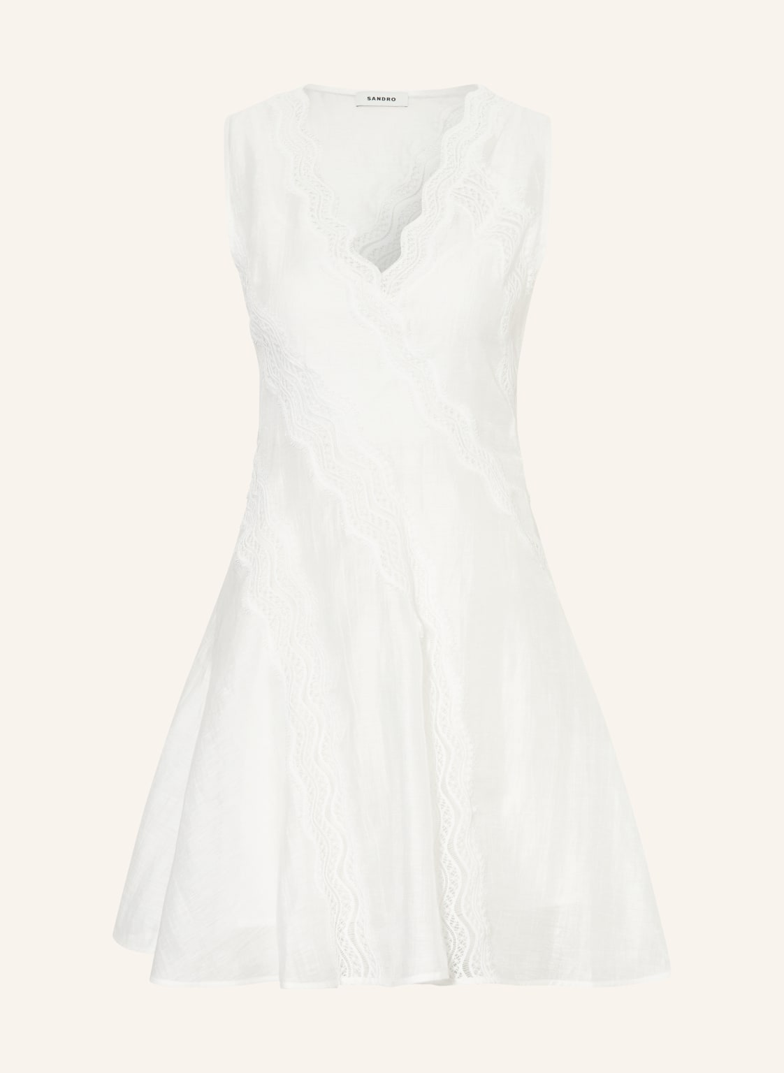 Sandro Sukienka Lniana Z Koronką weiss