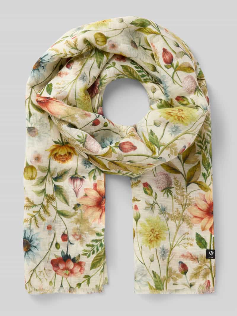 Szal z kwiatowym nadrukiem na całej powierzchni