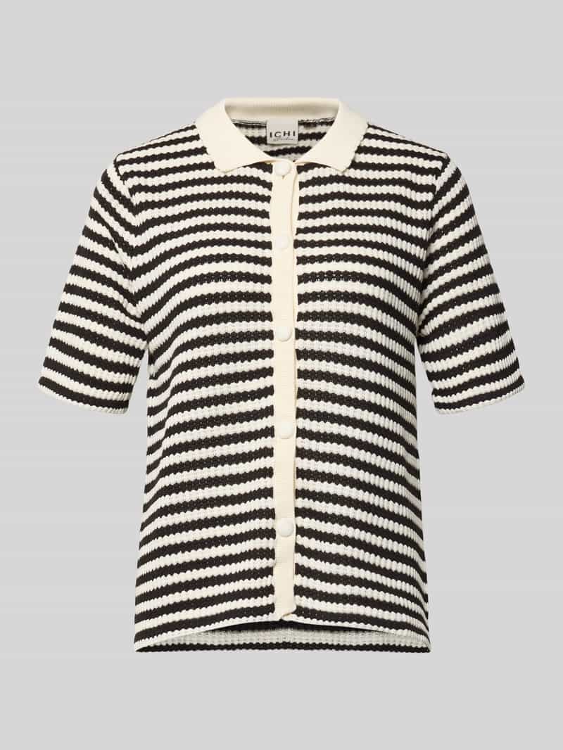 t-shirt z kołnierzykiem polo i listwą guzikową model 'LORIANNA'