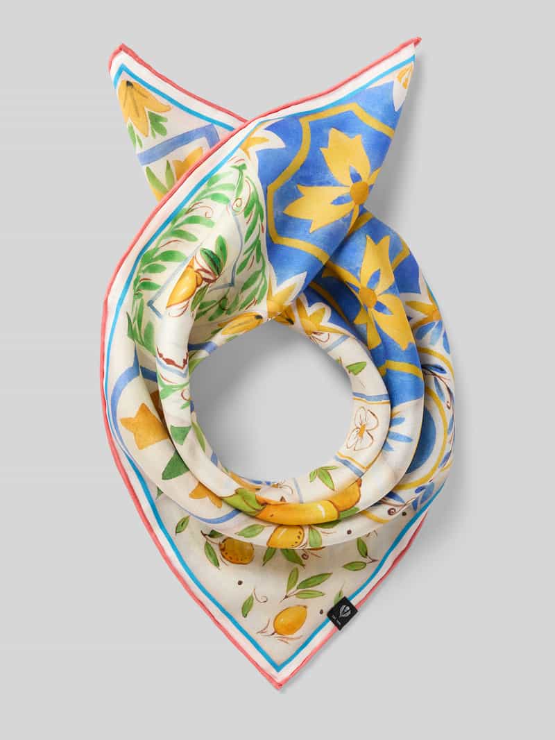 Jedwabna chustka z kwiatowym wzorem na całej powierzchni model 'Nicki'