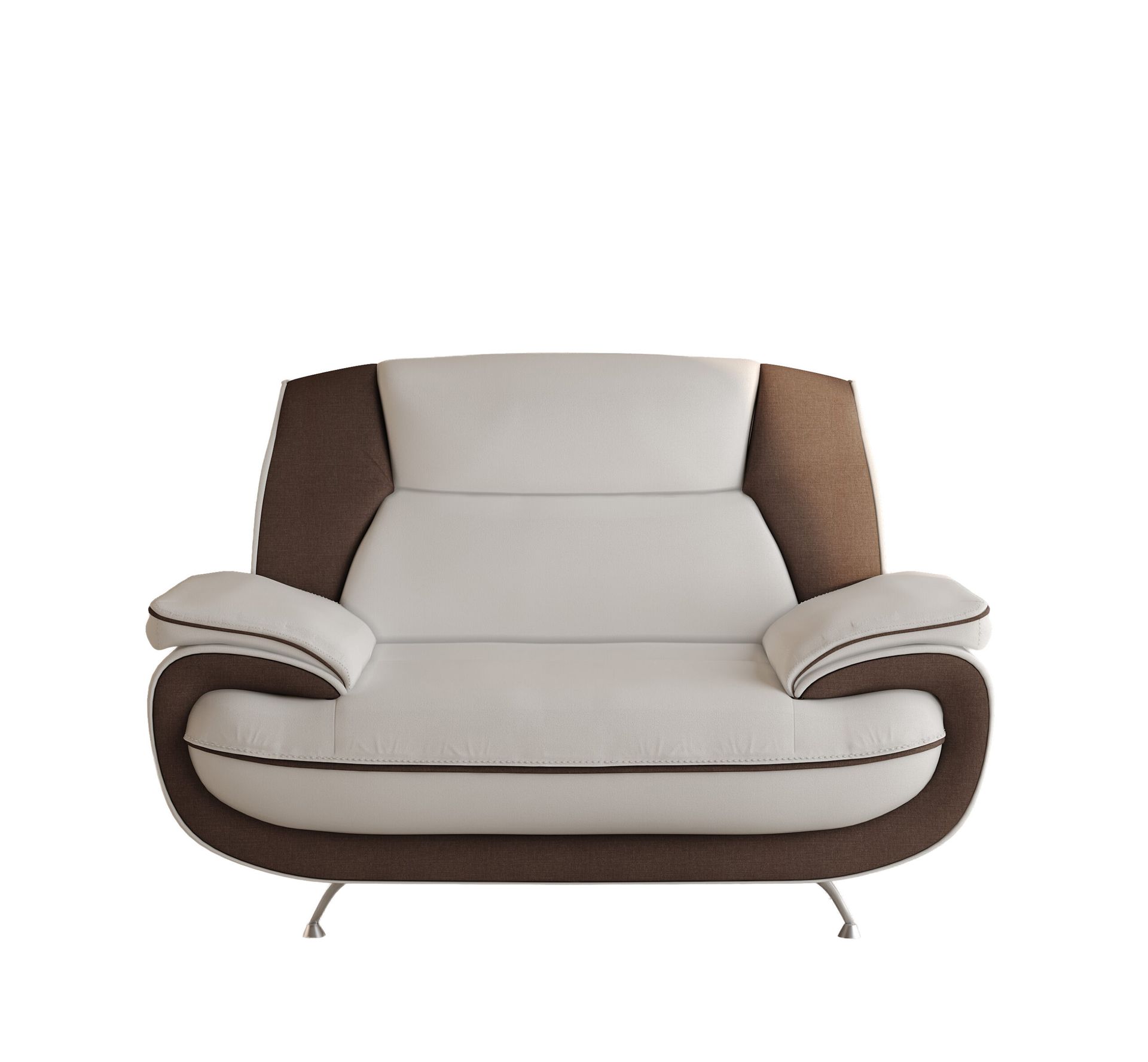 Fotel nowoczesny do salonu, tkanina Kronos,PALERMO - Biały/Brązowy