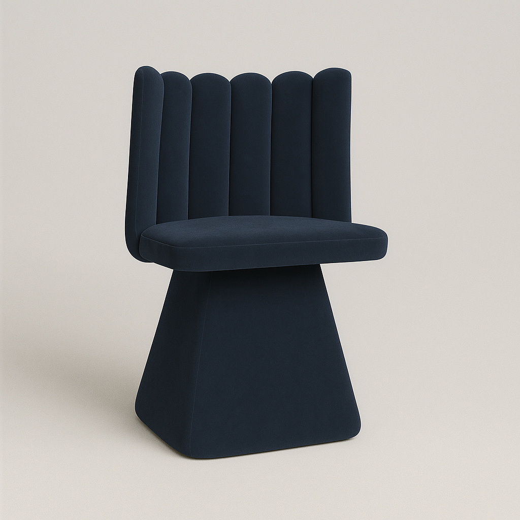 Krzesło Savio to mebel o wyjątkowym kształcie, wykonany z tkaniny Riviera - Obrotowe - Niebieski