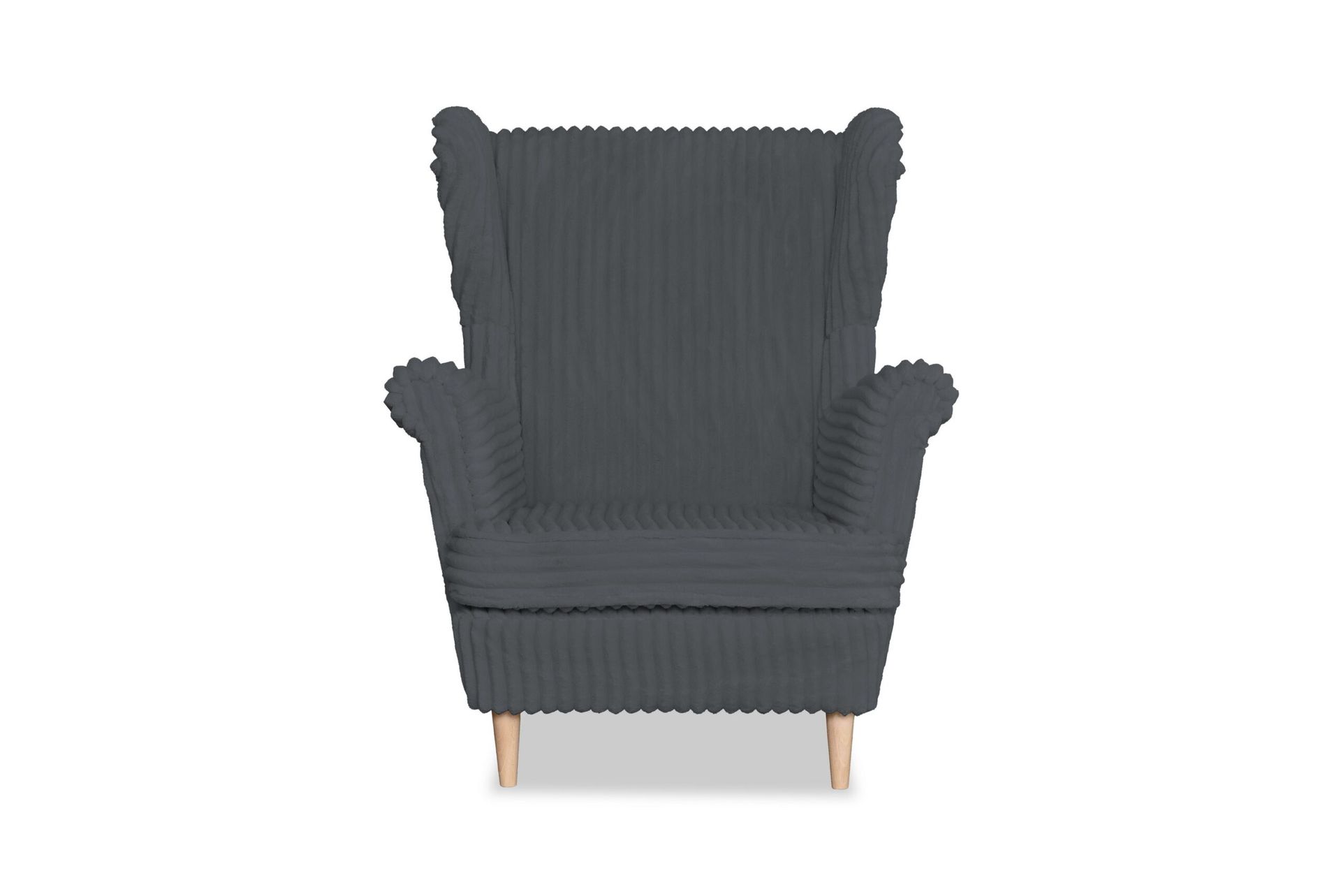 Fotel uszak Rene z podnóżkiem skandynawski tkanina Estella - Ciemnoszary