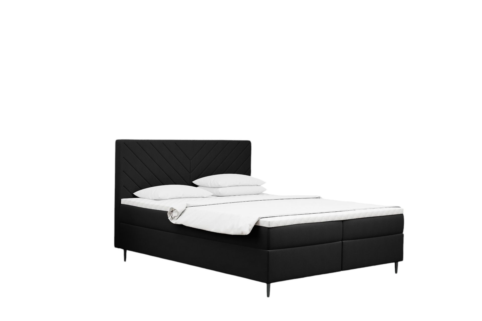 Łóżko skrzyniowe, materac i nakładka RUGIA, tkanina Matt Velvet, wiele kolorów - Czarny - 120x200 cm - H2-Pocket
