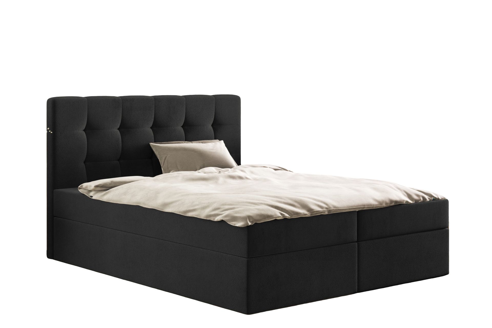 Łóżko kontynentalne LUDANO z funkcją przechowywania, tkanina Cosmic, wiele kolorów - Czarny - 120x200 cm - H2-Pocket