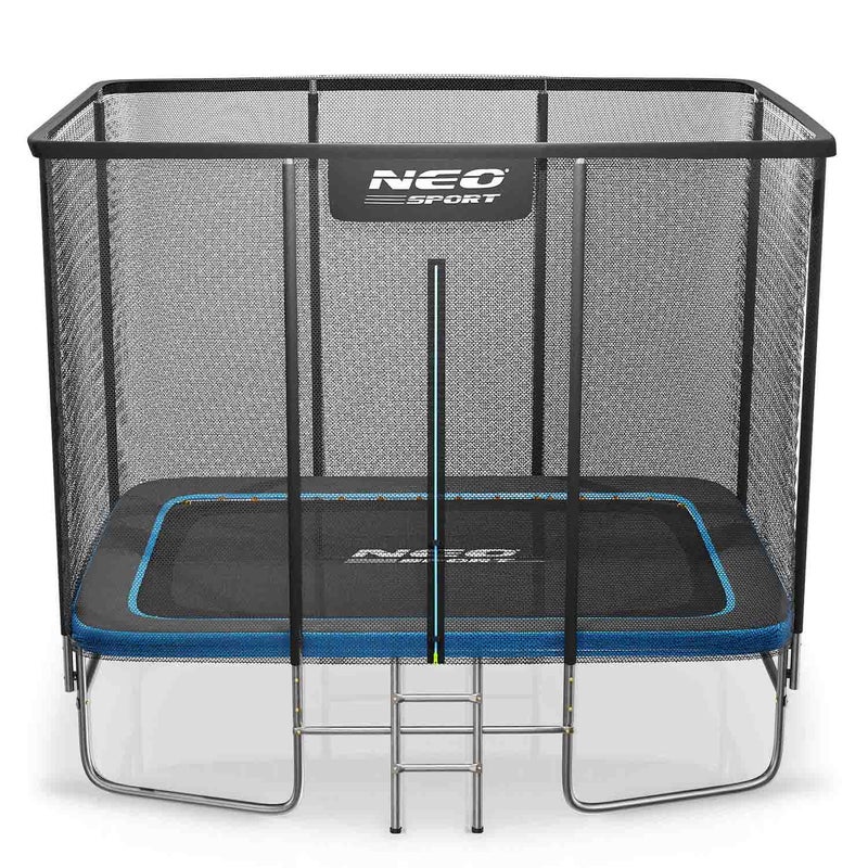 Duża trampolina ogrodowa Neo-sport prostokątna 305x213cm 10x7ft dla dzieci bezpieczna