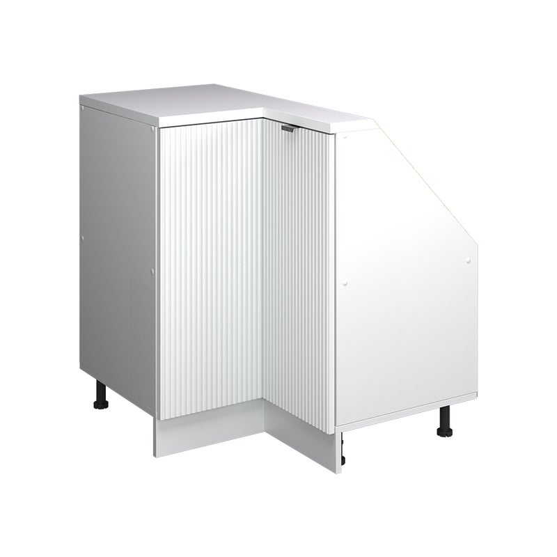 Vicco Narożna szafka kuchenna na dach skośny R-Line, Białe pofałdowanie, 75.6 cm z 1 drzwiami