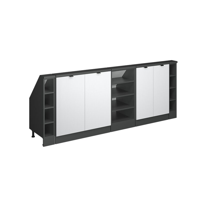 Vicco Szafka kuchenna na dach skośny R-Line, Białe pofałdowanie, 210 cm Zestaw 5 sztuk