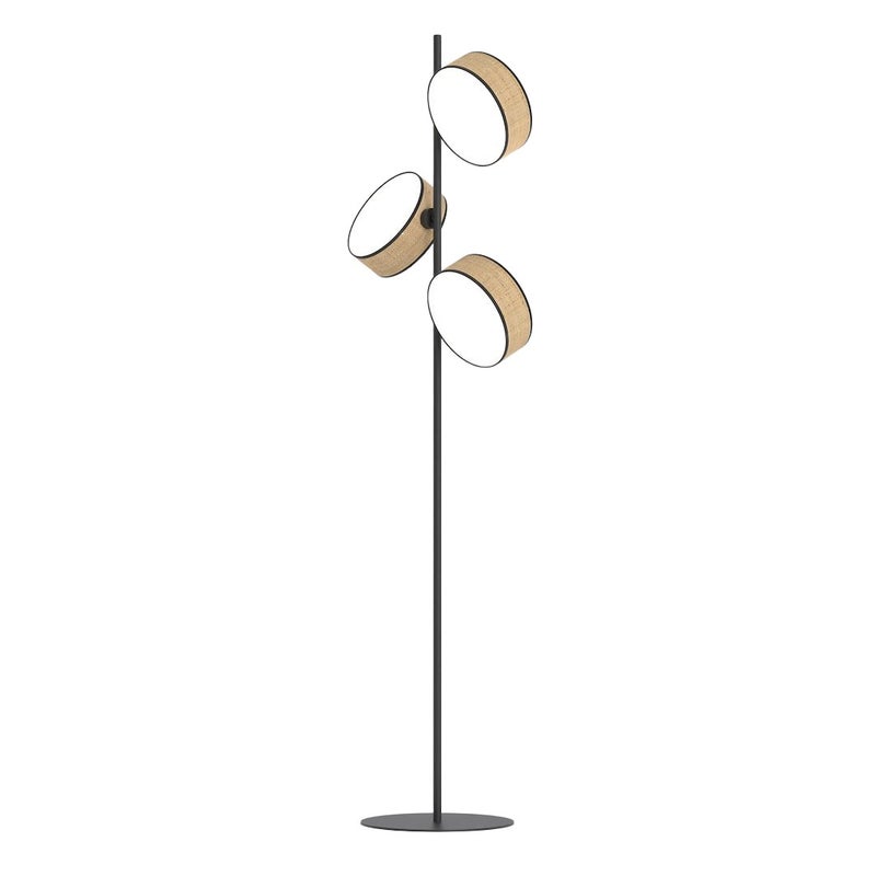 Lampa stojąca minimalistyczna DRUMZ czarno-brązowa 3xE14x10W tkanina wym:160x46x29cm IP20 Emibig