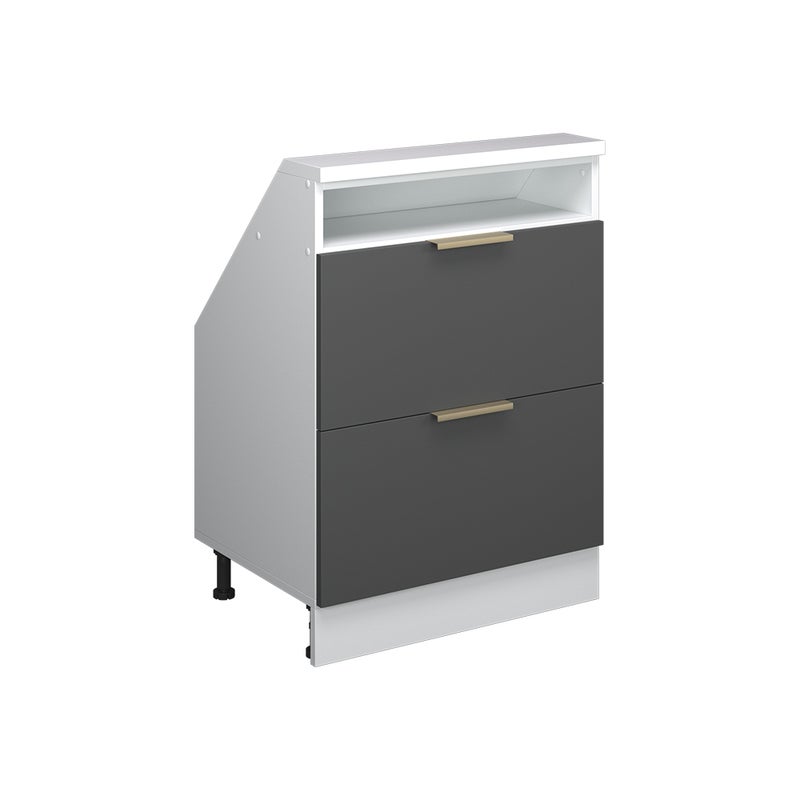 Vicco Szafka kuchenna na dach skośny R-Line, Antracytowo-złoto-biały, 60 cm z 2 szufladami
