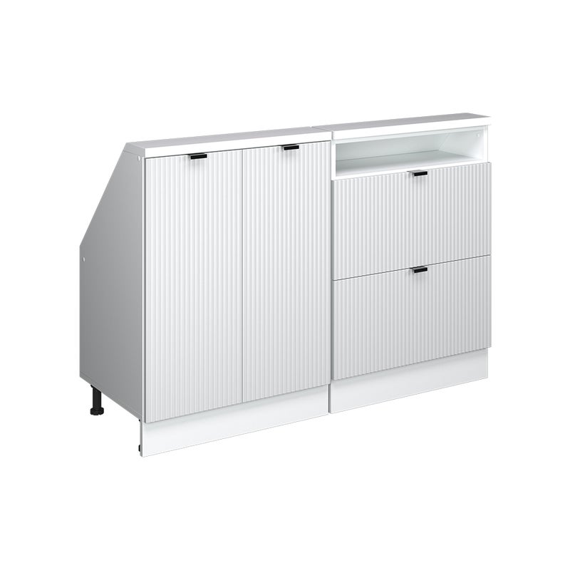 Vicco Szafka kuchenna na dach skośny R-Line, Białe pofałdowanie, 120 cm Zestaw 2 sztuk