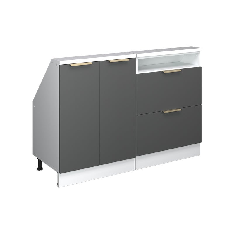 Vicco Szafka kuchenna na dach skośny R-Line, Antracytowo-złoto-biały, 120 cm Zestaw 2 sztuk
