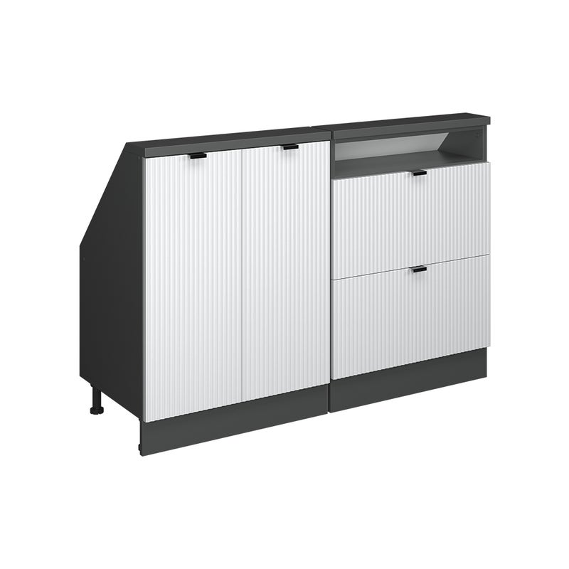 Vicco Szafka kuchenna na dach skośny R-Line, Białe pofałdowanie, 120 cm Zestaw 2 sztuk