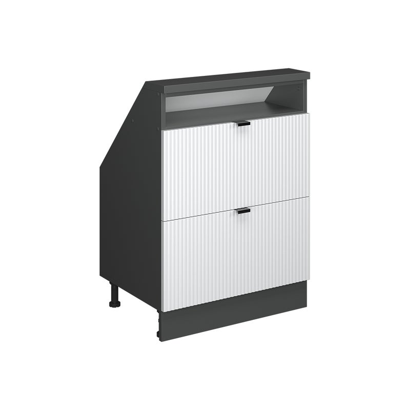 Vicco Szafka kuchenna na dach skośny R-Line, Białe pofałdowanie, 60 cm z 2 szufladami