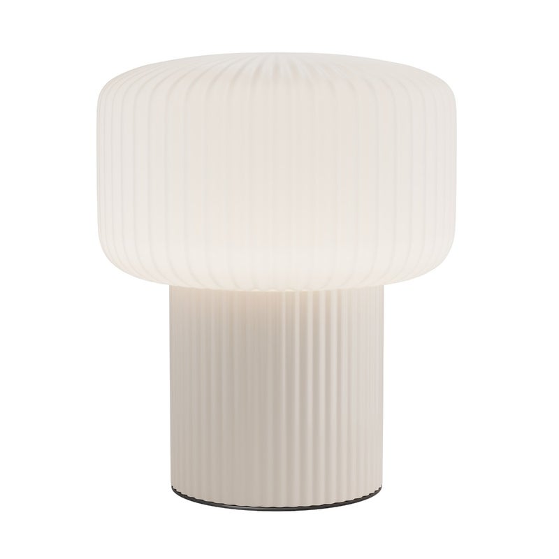 Lampa stołowa ryflowany grzybek OMAGGIO beżowo-biała 1xG9x28W ceramika / gips wym:19x16x16cm IP20 Maytoni