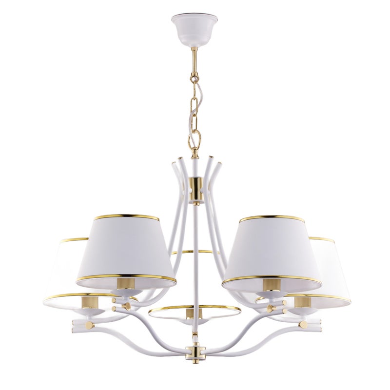 Lampa wisząca SAMBA biało-złota 5xE27x20W metal wym:83x78x78cm IP20 Jupiter