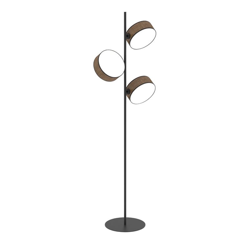Lampa stojąca minimalistyczna DRUMZ czarno-brązowa 3xE14x10W tkanina wym:160x46x29cm IP20 Emibig