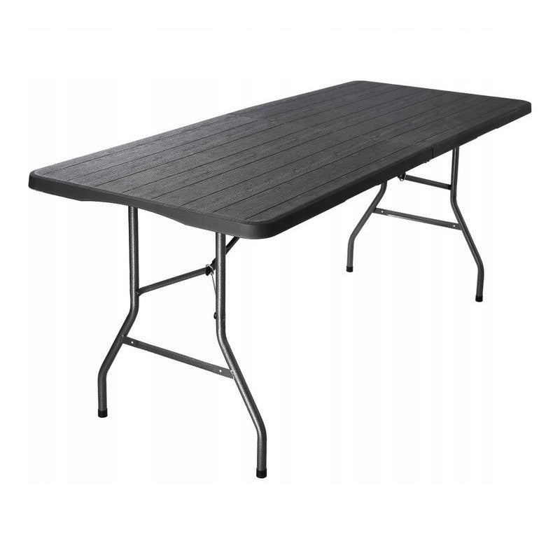 Składany stół kateringowy, turystyczny 70 x 180 cm, słoje drewna, brąz SC02BR