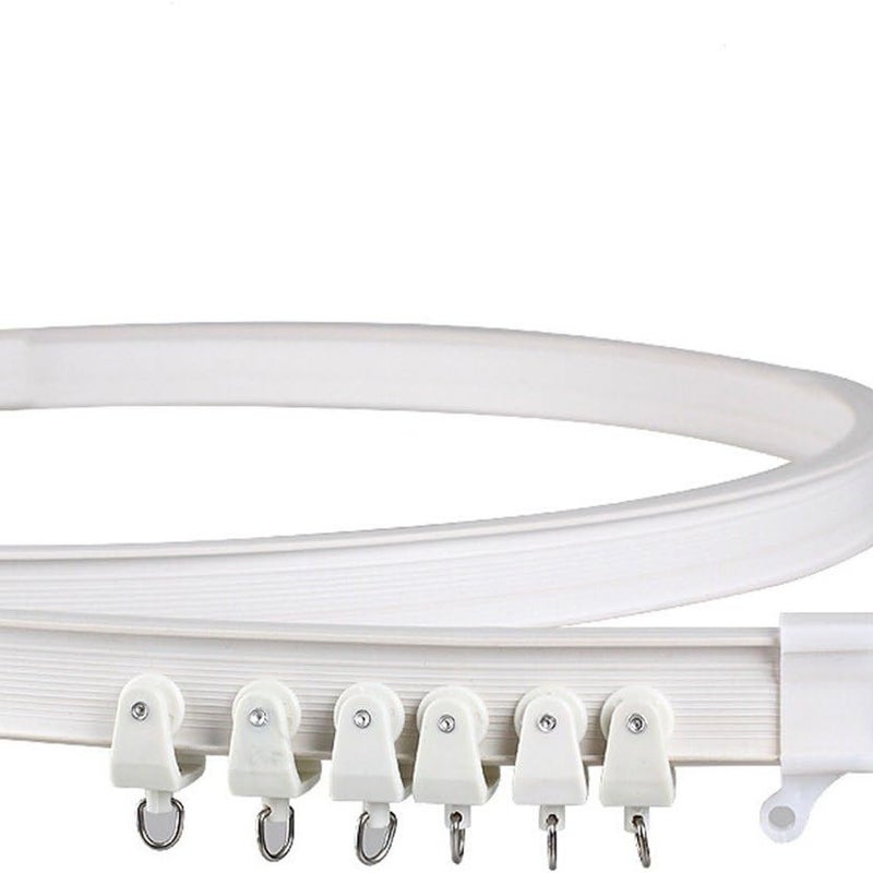 Karnisz aluminiowy składany (200 cm, montaż sufitowy) wykonany z metalu i elastycznego tworzywa sztucznego do zasłon okiennych, biały