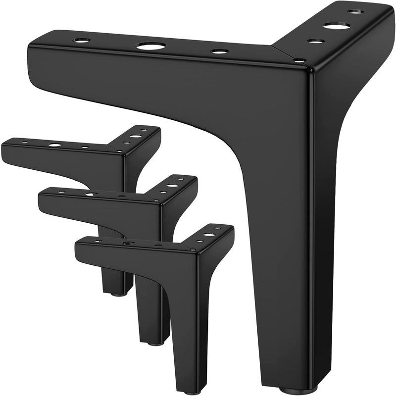 Zestaw 4 trójkątnych metalowych nóg stołowych - czarne 15 cm, nośność do 800 kg, nowoczesne trójkątne nogi stołowe