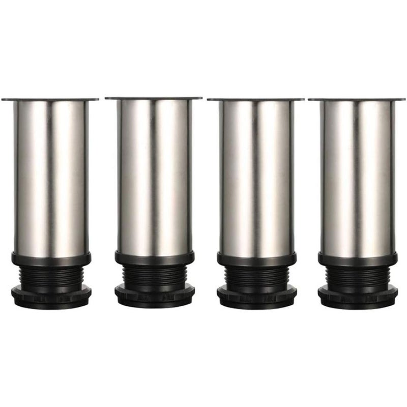 4 regulowane nóżki - wysokość 120 mm, grube nóżki meblowe, regulowana wysokość 0-15 mm, nogi stołowe, nogi meblowe, stal nierdzewna