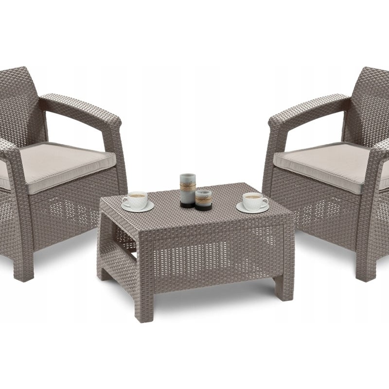 Zestaw Mebli Ogrodowych CORFU SET Stolik SOFA 2xFotel na Balkon Taras Keter 1 szt