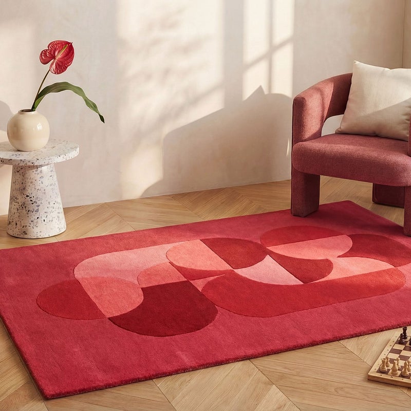 Dywan 100% wełna tuftowany ręcznie - Wiśniowo-czerwony - 160 x 230 cm - 2200g/m² - BLIVORA