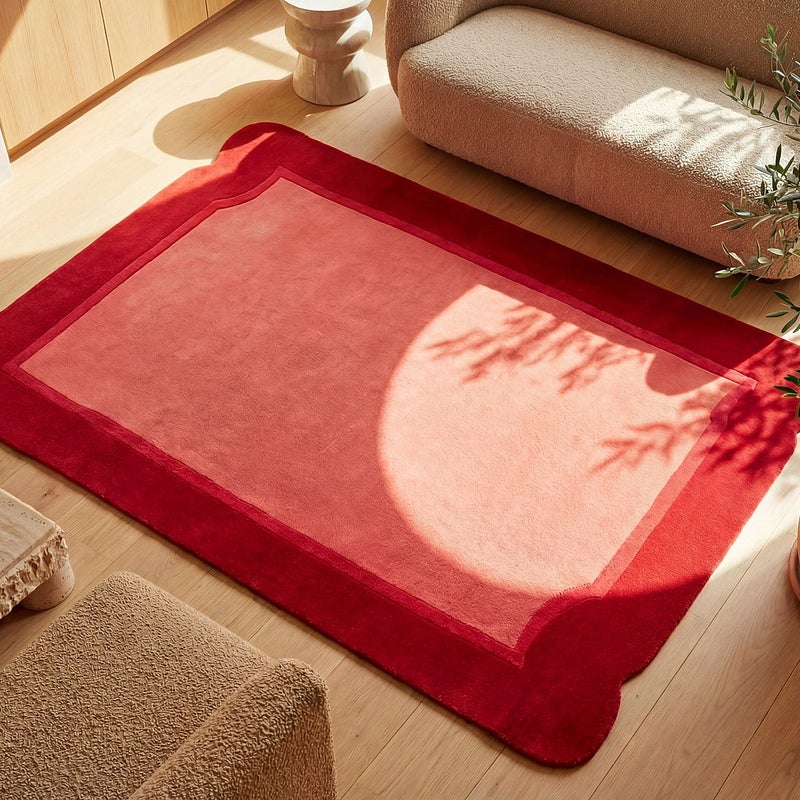 Dywan 100% wełna tuftowany ręcznie - Wiśniowo-czerwony i różowy - 160 x 230 cm - 2100g/m² - MANOLA