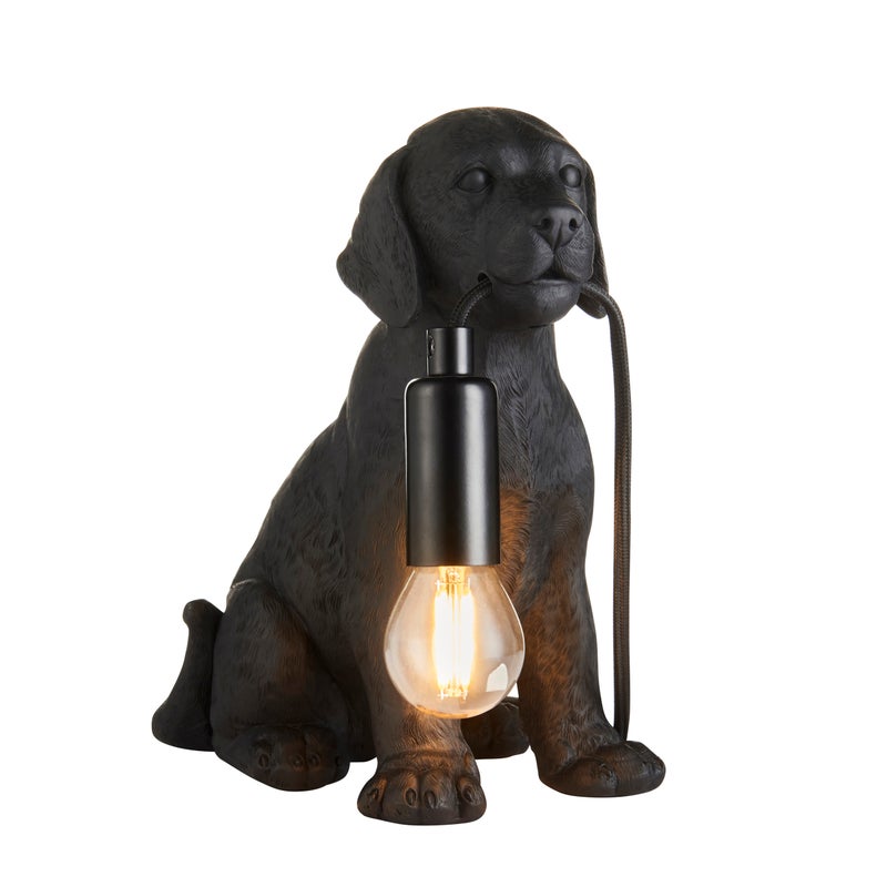 Lampa stołowa pies LABRADOR PUPPY czarny matowy 1xE14x7W żywica wym:23,5x22x12cm IP20 Endon
