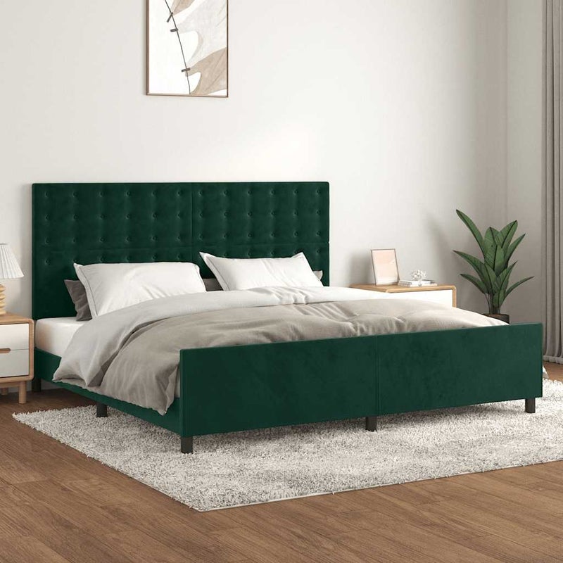 Łóżko tapicerowane rama łóżka ze stelażem zielone aksamitne 200x200 cm