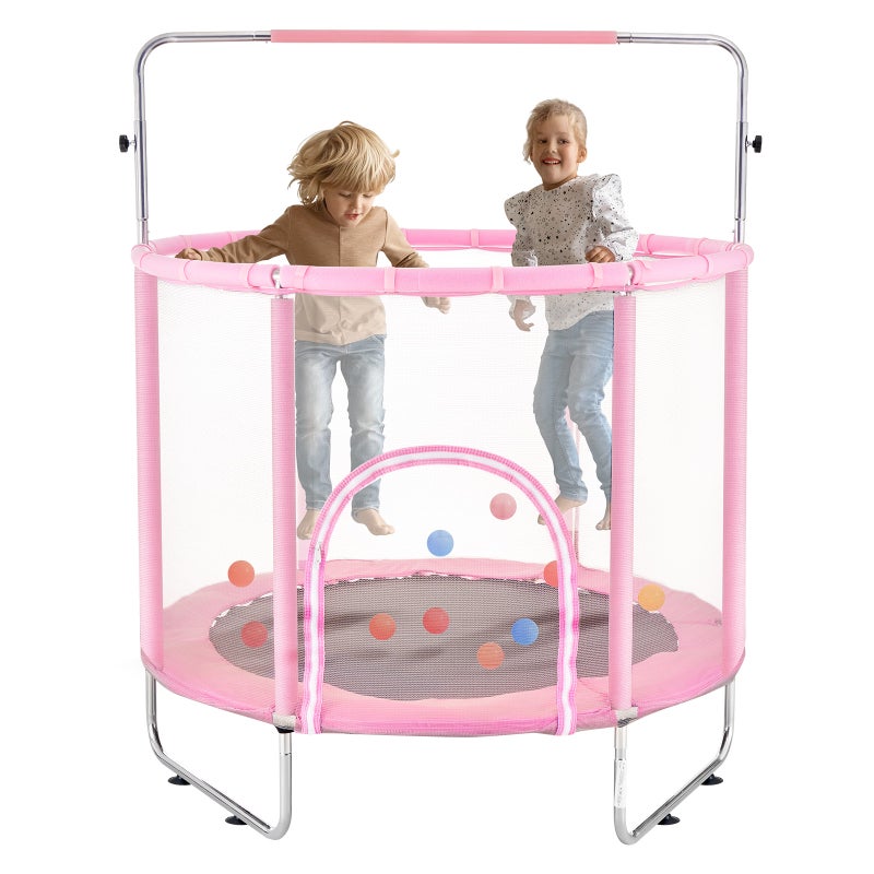 Rebounder Mini Trampolina dla dzieci do ćwiczeń w pomieszczeniu z siatką 147 cm Różowy VEVOR