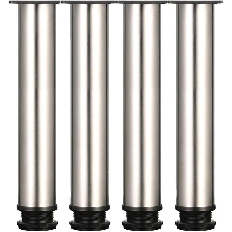 4 regulowane nóżki - wysokość 250 mm, grube nóżki meblowe, regulowana wysokość 0-15 mm, nogi stołowe, nogi meblowe, stal nierdzewna
