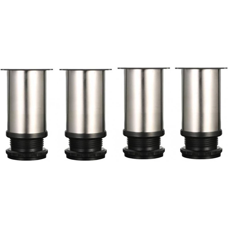 4 regulowane nóżki - wysokość 80 mm, grube nóżki meblowe, regulowana wysokość 0-15 mm, nogi stołowe, nogi meblowe, stal nierdzewna