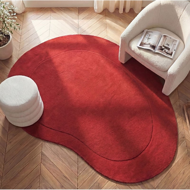 Dywan 100% wełna, organiczny, tuftowany ręcznie - Wiśniowo-czerwony – 160 x 220 cm – wiśniowo-czerwony – 2200 g/m² – ORUNI