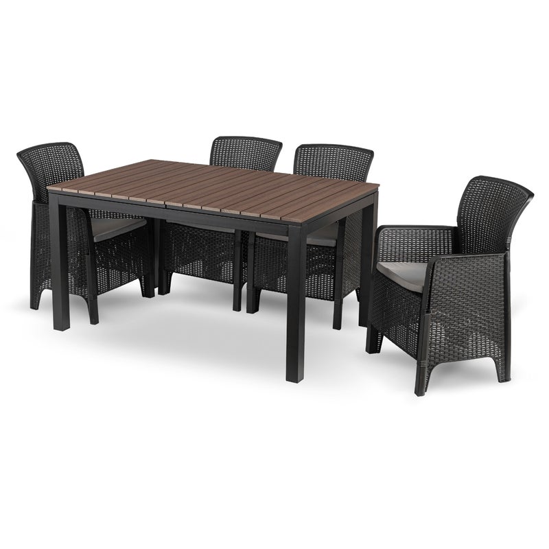 Zestaw Mebli Ogrodowych Na Taras Ogród Technorattan Czarny Orzech