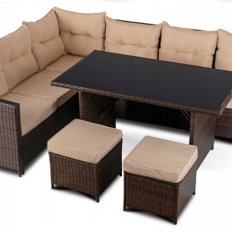 Zestaw Mebli Ogrodowych Technorattan Na Taras Ogród Brązowy Beżowy DALLAS