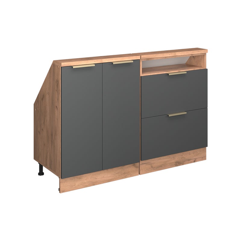 Vicco Szafka kuchenna na dach skośny R-Line, Antracyt/złoty dąb power, 120 cm Zestaw 2 sztuk