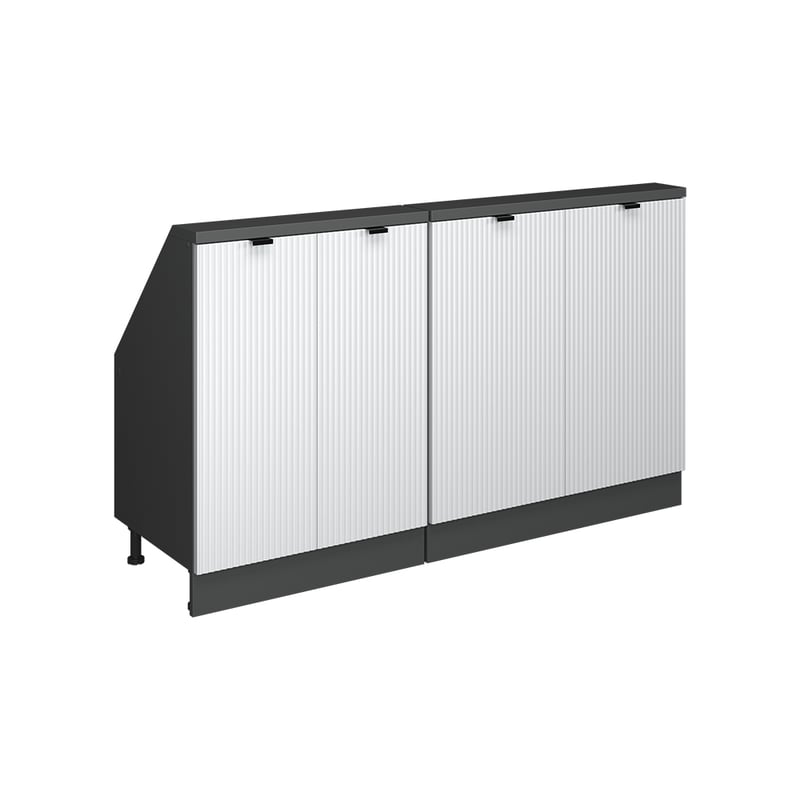 Vicco Szafka kuchenna na dach skośny R-Line, Białe pofałdowanie, 140 cm Zestaw 2 sztuk