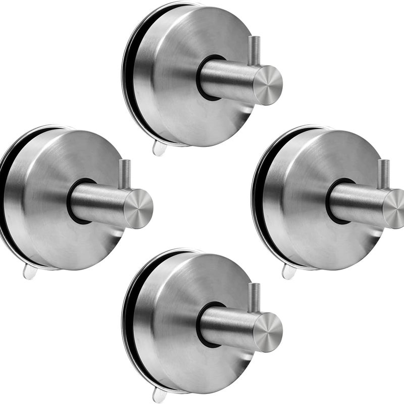 Zestaw 4 bardzo mocnych haczyków z przyssawkami ze stali nierdzewnej 304, nie wymaga wiercenia, mocna przyssawka, idealna do przechowywania ręczników