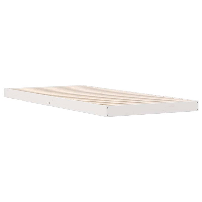 Łóżko Drewniane Białe Rama Łóżka Ze Stelażem Drewniana Łóżko Do Sypialni Pokoju 90 x 220 cm