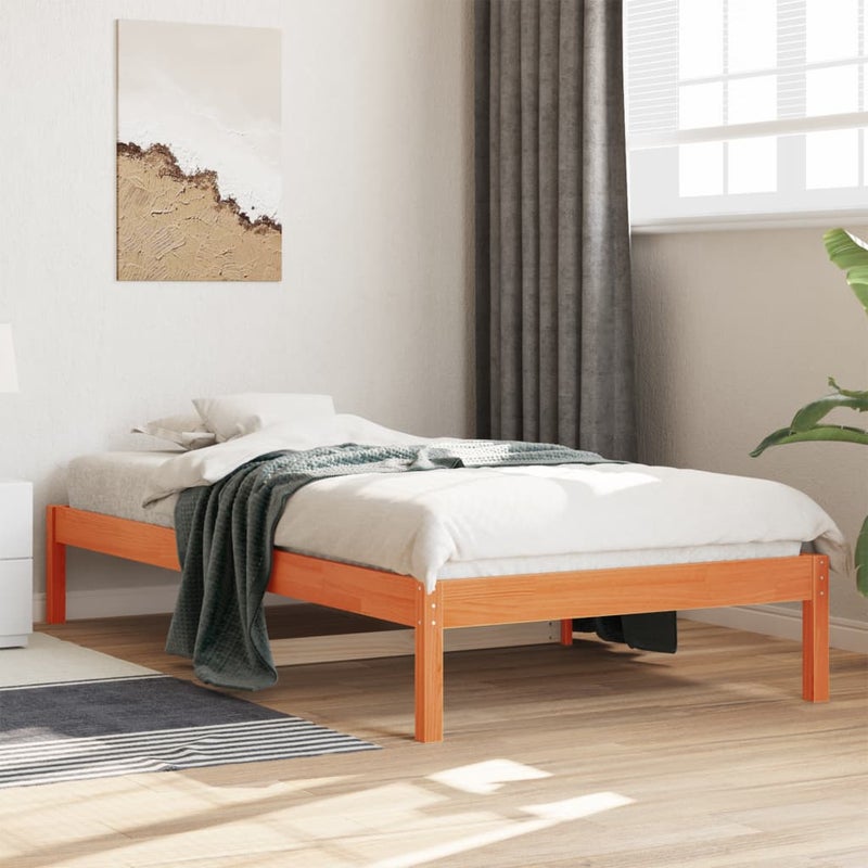 Łóżko Dzienne Drewniane Brązowe Rama Łóżka Ze Stelażem Sofa 90x200 cm
