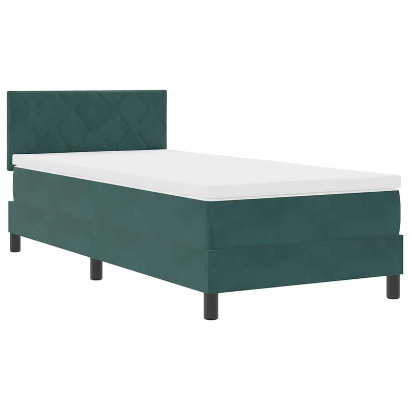 Łóżko Kontynentalne z Materacem Zielona Tkanina Do Sypialni 90 x 200 cm