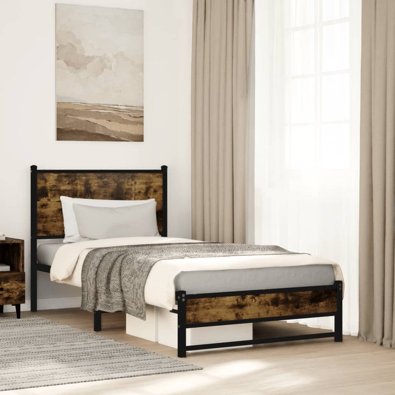 Łóżko Metalowe Czarne Rama łóżka Ze Stelażem Łóżko Do Sypialni Pokoju 75x190 cm
