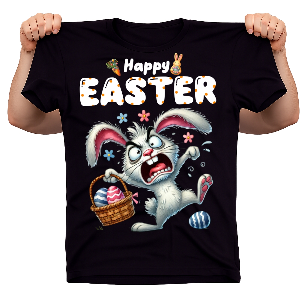 Śmieszna koszulka na Wielkanoc z królikiem - HAPPY EASTER - królik77
