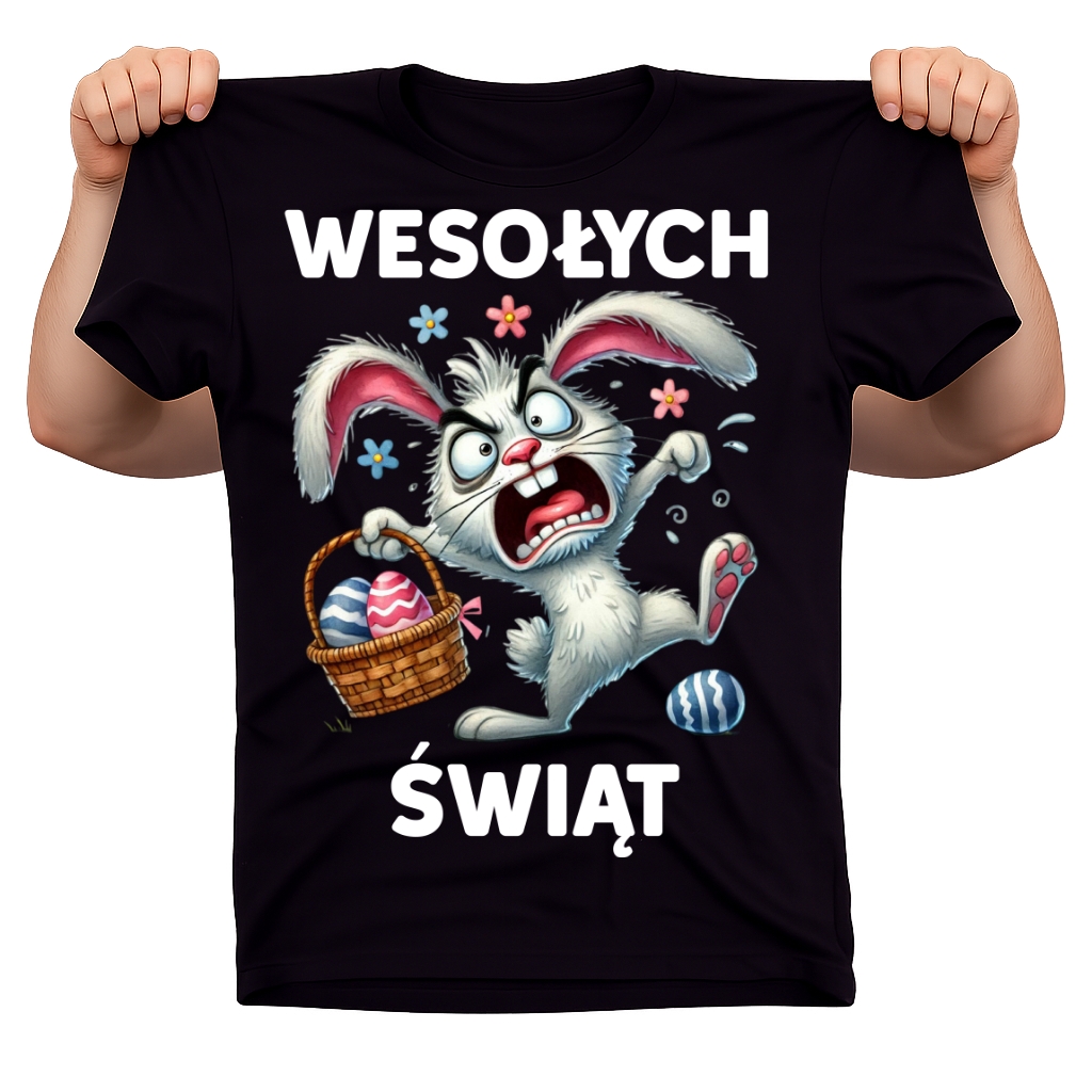 Śmieszna koszulka na Wielkanoc z królikiem - WESOŁYCH ŚWIĄT - królik78