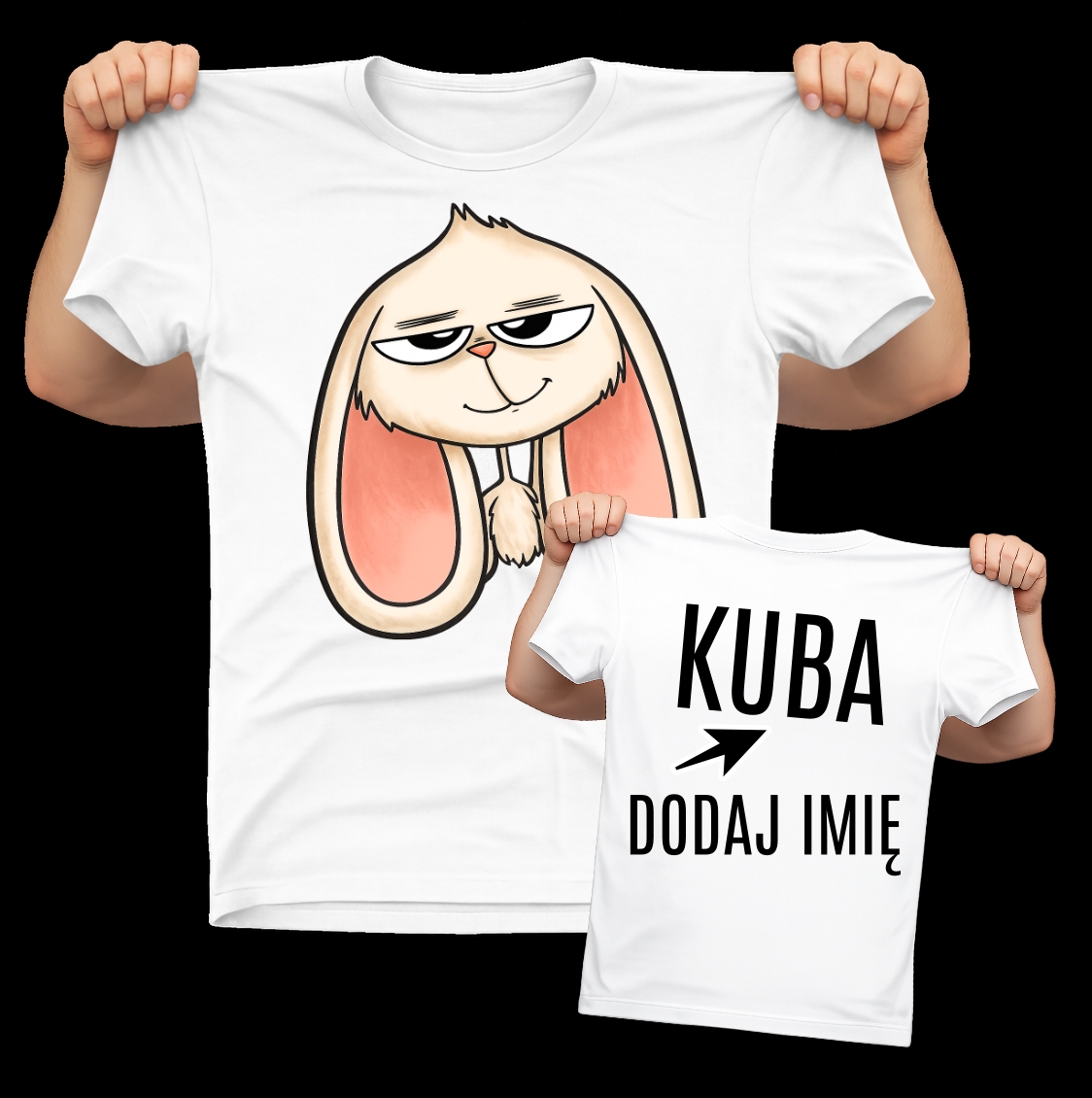 Personalizowana biała Koszulka z zajączkiem na Wielkanoc - DODAJ IMIĘ
